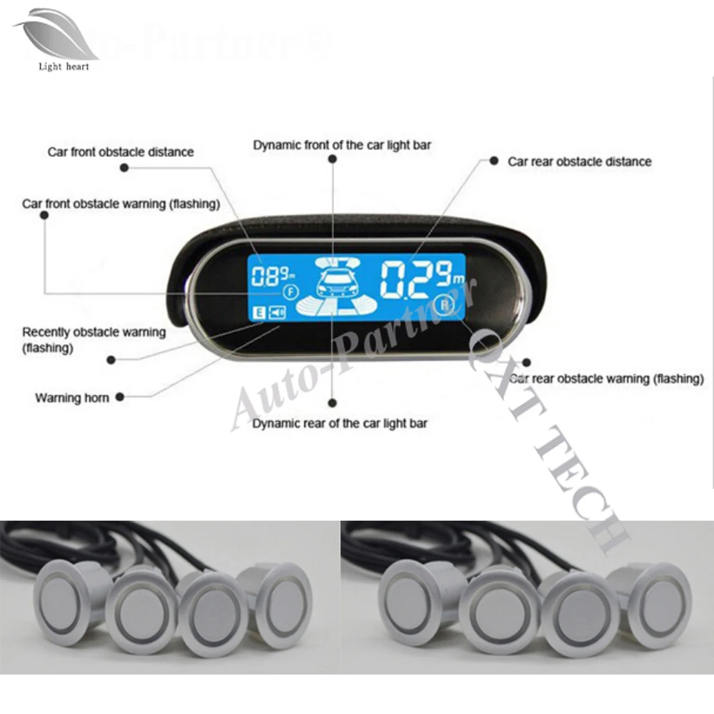 

Car Parking Sensors 8 Weatherproof Rear Front View Reverse Backup Radar Kit System LCD Display Monitor for skoda for BMW