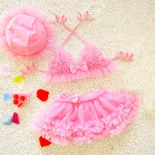 Детские костюмы из двух предметов купальный костюм с милым бантом для маленьких девочек, пляжные купальники для девочек Купальники из спандекса, детские купальники для девочек, бикини