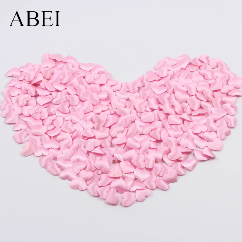 

200pcs 14mm Silk Pink Heart Love Pads Soft Ornaments For Wedding Party Decoration