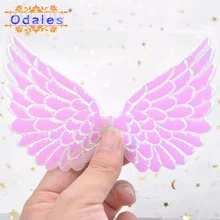 20 piezas de 130 MM, dos alas laterales, DIY, parches de hadas AB ala blanca de Ángel, apliques acolchados para pajarita, artesanías, decoración para Tartas, colección de recortes