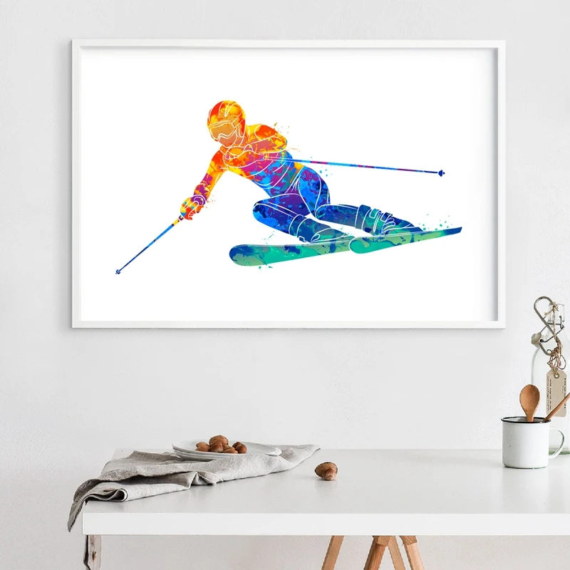 Abstract skiing canvas prints