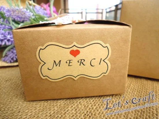 240 шт./лот DIY декоративные стикеры Kraft бумага "MERCI" декоративная наклейка герметизирующий ярлык выпечки посылка торт аксессуары