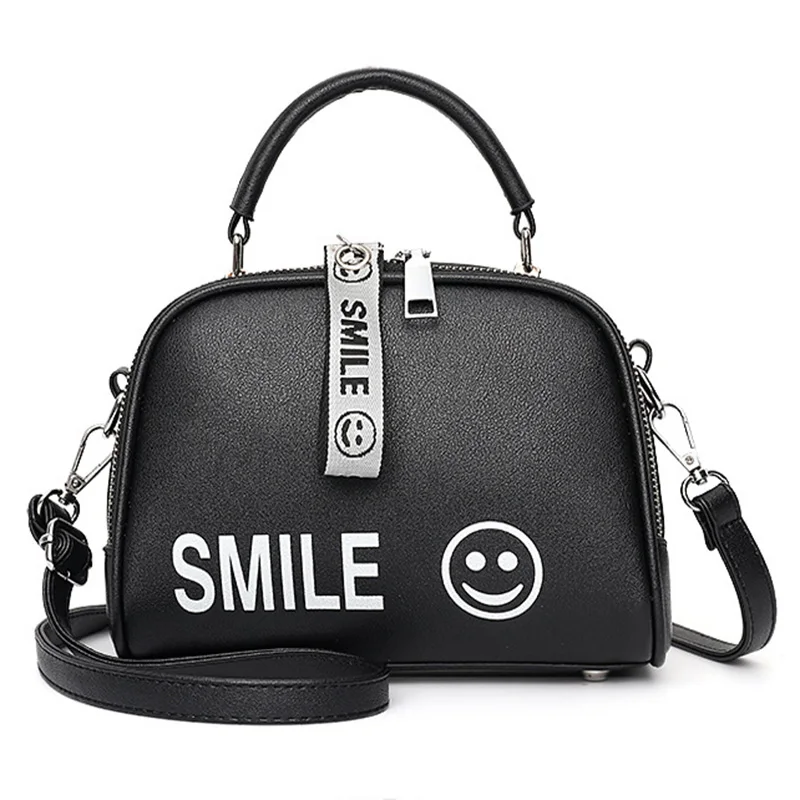 

Women Leather Handbag Smile Female Letter Messenger Shoulder Bags Ladies Designer Crossbody Bag Party Purse Top-handle SS7358
