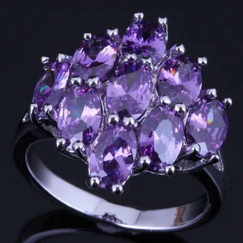 

Charismatic Oval Purple Cubic Zirconia Silver Plated Ring V0422