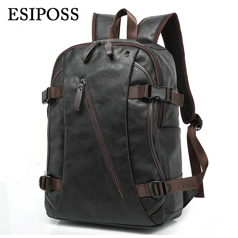 Luxury Brand font b Backpack b font Mens High Quality PU Leather Vintage Black Men Male