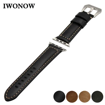 

Genuine Leather Watchband for 38mm 42mm iWatch Apple Watch / Sport / Edittion Stainless Clasp Band Wrist Strap Bracelet +Adapter
