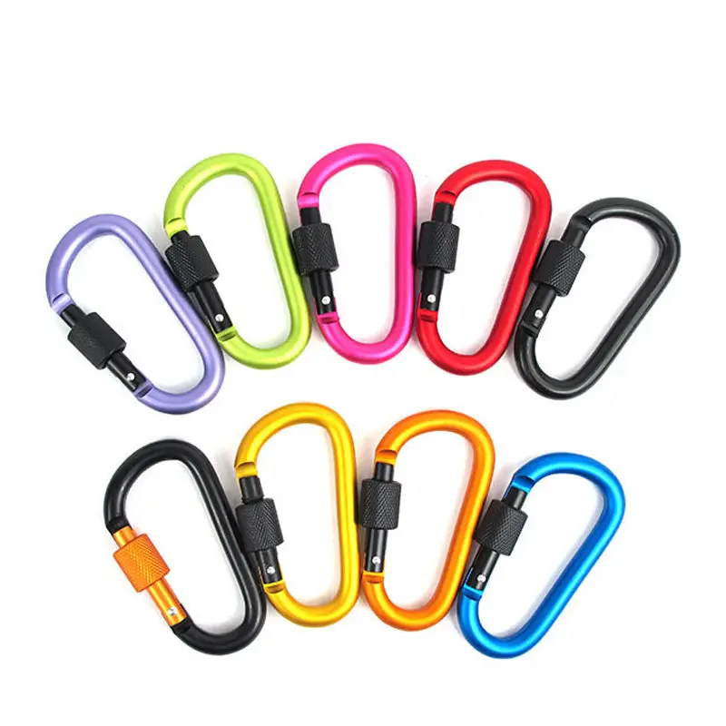 1PC Carabiner 8cm Multi-color Aluminum Alloy D-Ring Key Chain Clip Camping Keyring Snap Hook Outdoor Travel Tool