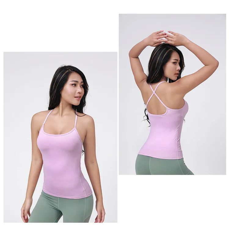 CretKoav Sexy Women Workout Gym Tank Summer Sleeveless Fitness Tops Women Back Cross Shoulder Strap Quick Dry Sling Yoga Vest Wi