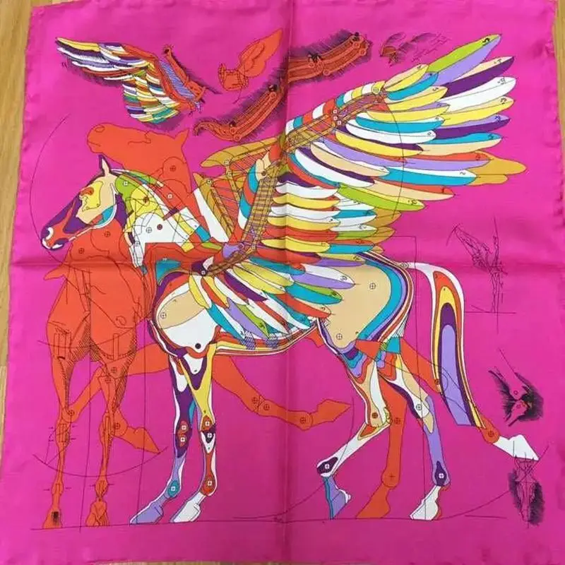 

52x52cm Horse Print Small Square Silk Scarf Women Ladies 100% Pure Silk Scarves Wraps Necktie Fashion Accessories