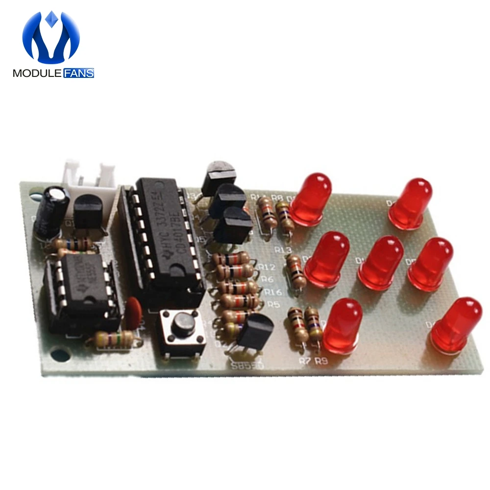 Электронные кубики NE555 светодиодный модуль CD4017 DIY Kit 5 мм красный 4 в ICSK057A