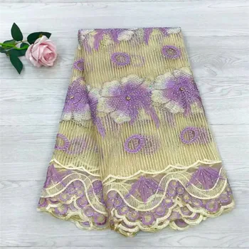 

Latest African Cord Lace Fabrics High Quality 2018 French Mesh Lace With Stones Yellow Lace Fabric For Wedding Dress H1126