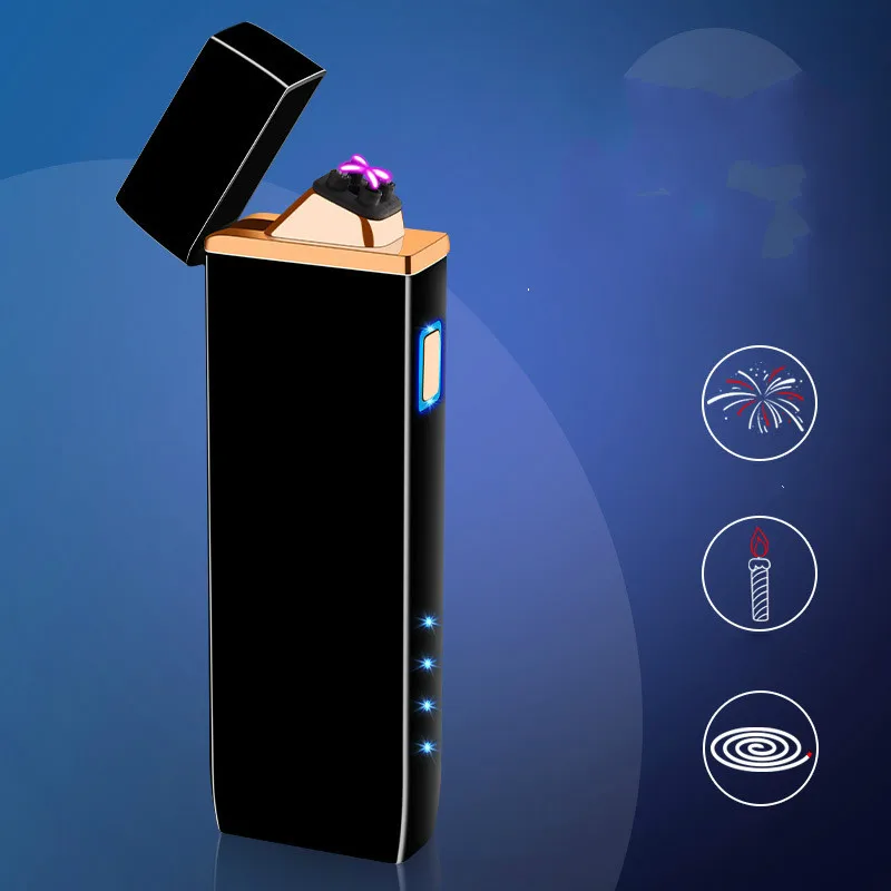 Dual Arc Электронная Зажигалка USB металлическая перезаряжаемая ветрозащитный