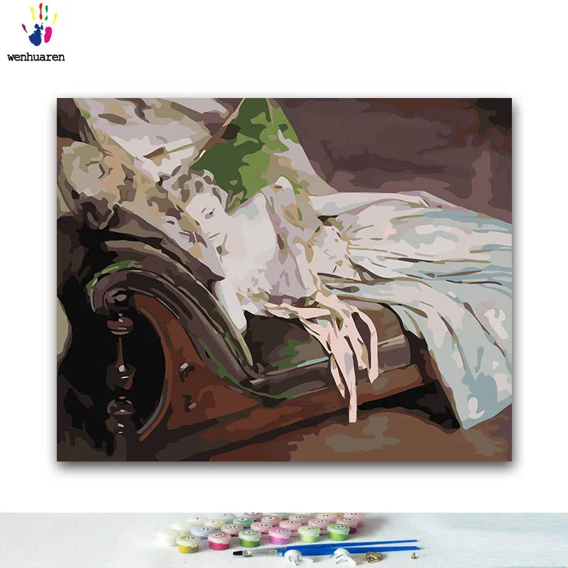 

DIY Coloring paint by numbers Woman on the sofa paintings by numbers with kits 40x50 framed