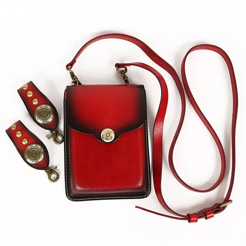 

Unisex Designer Genuine Tanned Leather Woman Man Lady Small Waist Packs Purse Three-way Female Male Mini Summer Bag Phone Pouch