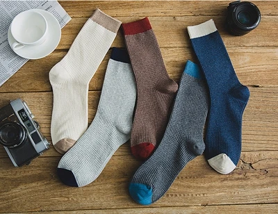 Высокое качество, мужские длинные носки, Компрессионные Мужские носки, мужские новые брендовые носки для бизнеса, отдыха, счастливые носки из хлопка, большие размеры 40-46 - Цвет: 5 pairs mix
