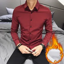 Осень и зима стиль Изысканная манжета вышивка дизайн рубашки плюшевые мужские повседневные рубашки