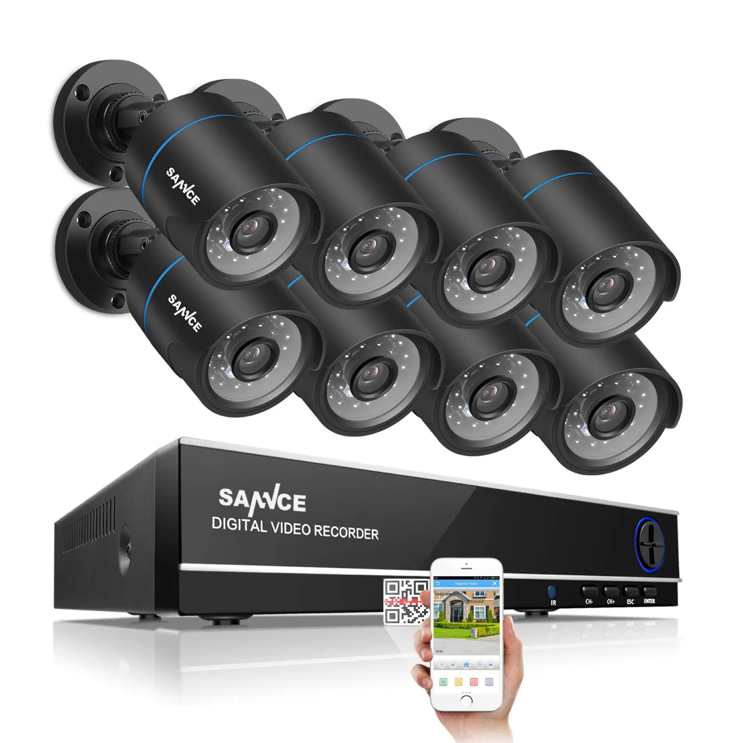 imágenes para SANNCE Cámara de Seguridad Del Sistema 8CH DVR Reorden 1080N y (8) HD 1280TVL Outdoor Cámaras CCTV imágenes para SANNCE Cámara de Seguridad Del Sistema 8CH DVR Reorden 1080N y (8) HD 1280TVL Outdoor Cámaras CCTV