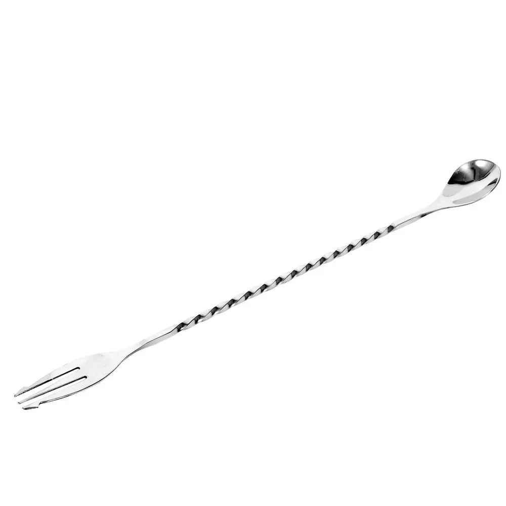 Stainless Steel Long Handle Cocktail Mixing Spoon Drinks Bar Spoons with Fork Make Flavour Bursting Cocktails With Ease