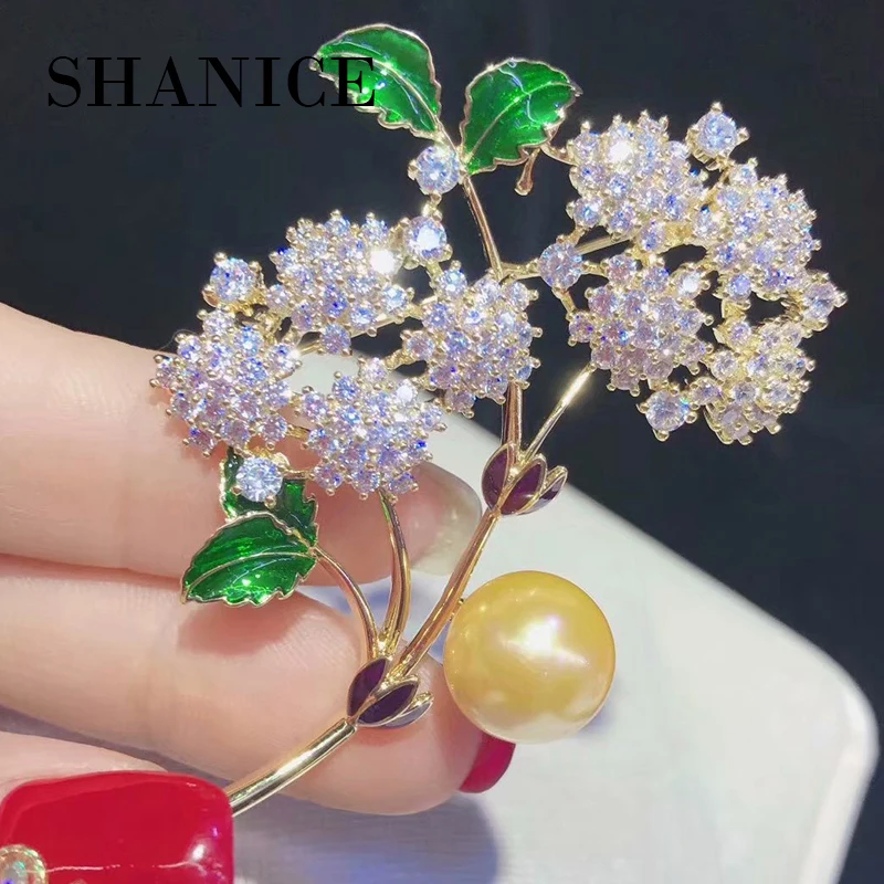 

SHANICE Cubic Zirconia Contrast drop oil flower brooches female accessories fashion brooch coat sweater pin Korean ornament