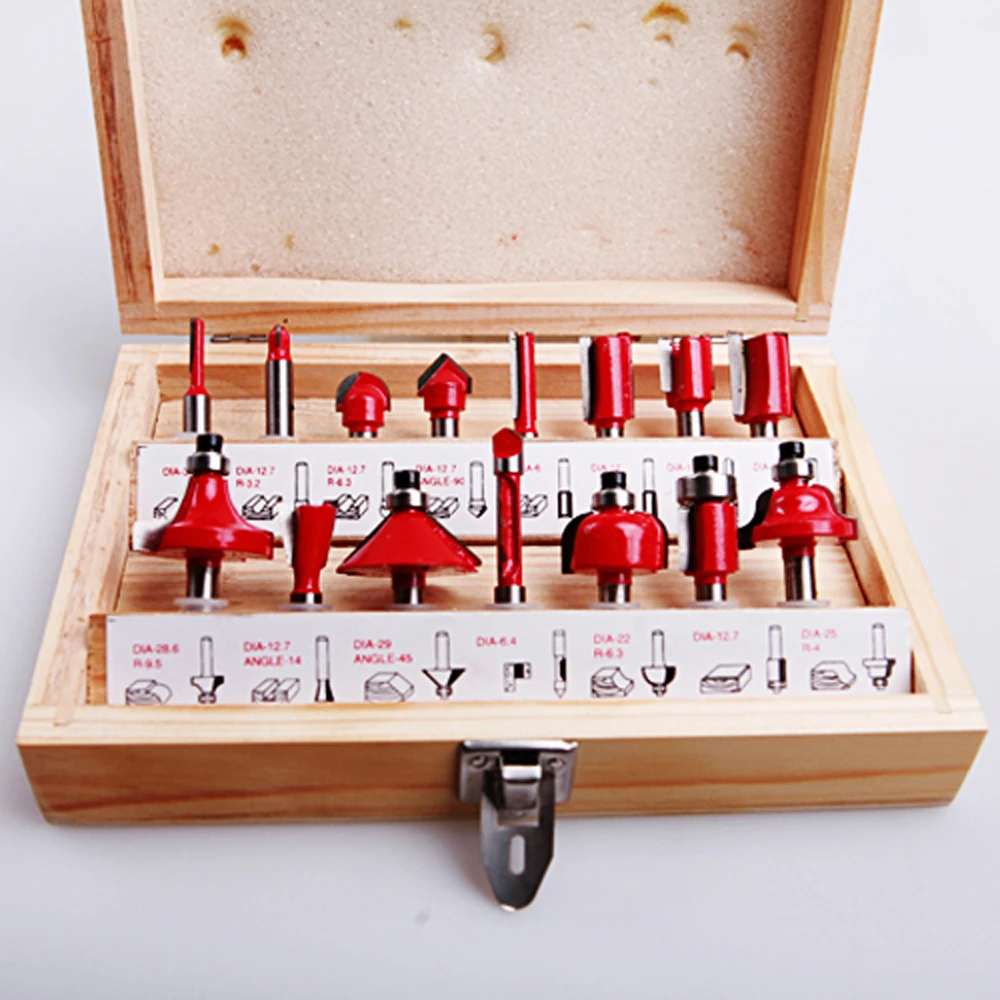 Router Bit Set Woodworking Tools for Home Improvement and DIY 24 Piece Kit with ¼” Shank and Wood Storage Case By Stalwart 