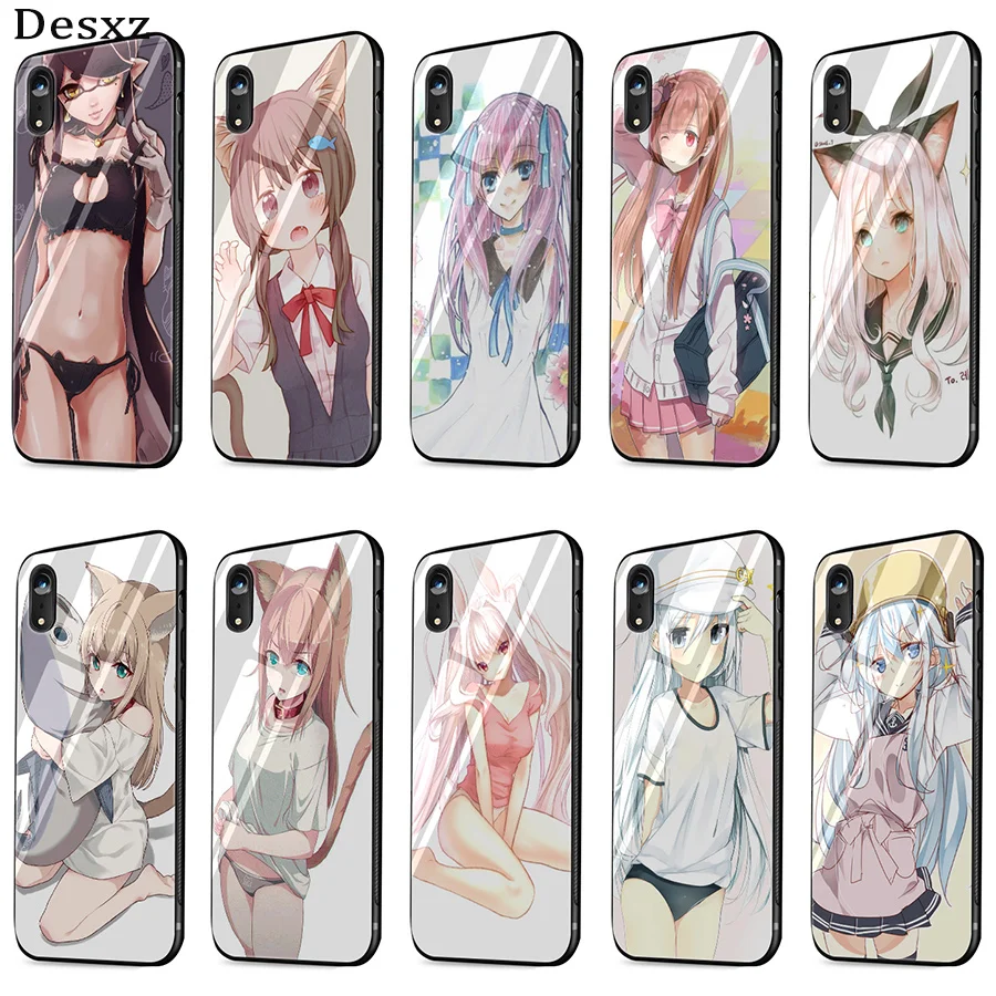 Чехол Desxz аниме Kawaii glass чехол для iphone 5 5s se 6 6s 7 8 Plus X XR XS Max |
