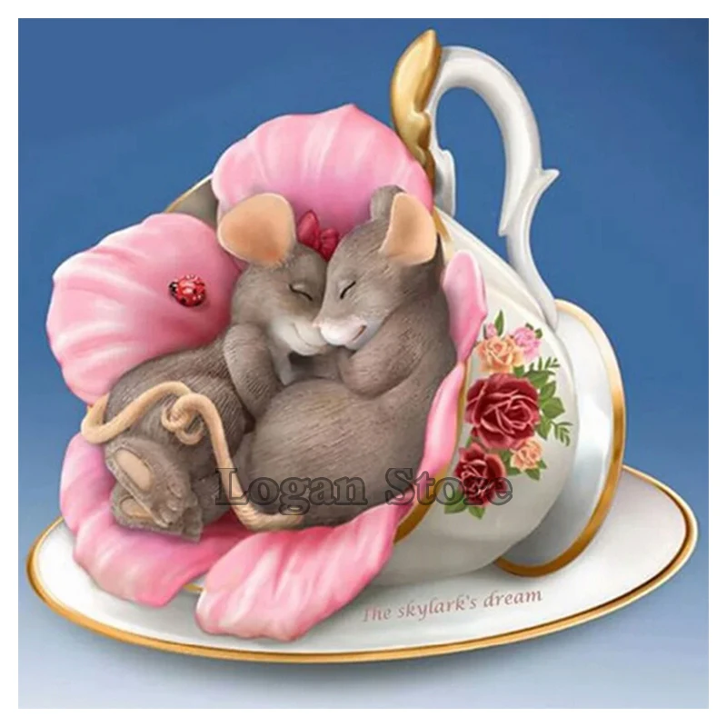 

Volledige vierkante / ronde diamant 5D DIY Diamond Painting "Teacup rat" Diamond geborduurd Diamond Mosaic Home Decor SSA304