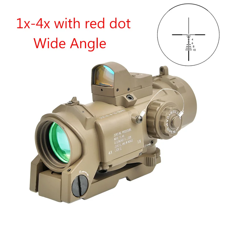 Тактический 1x-4x фиксированной двойного назначения Сфера с Мини Red Dot прибор с прицелом-красной точкой зрения для стрельба из винтовки - Цвет: 4
