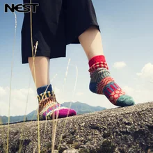 NEST 5 пар/партия, зимние толстые носки в национальном стиле, женские хлопковые модные теплые носки, качественные тканевые женские носки