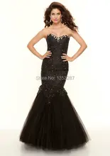 2015 neue Ankunfts-nixe Tulle Perlen Frauen Weg Von der Schulter Ballkleid Schatz Lange Abendkleid