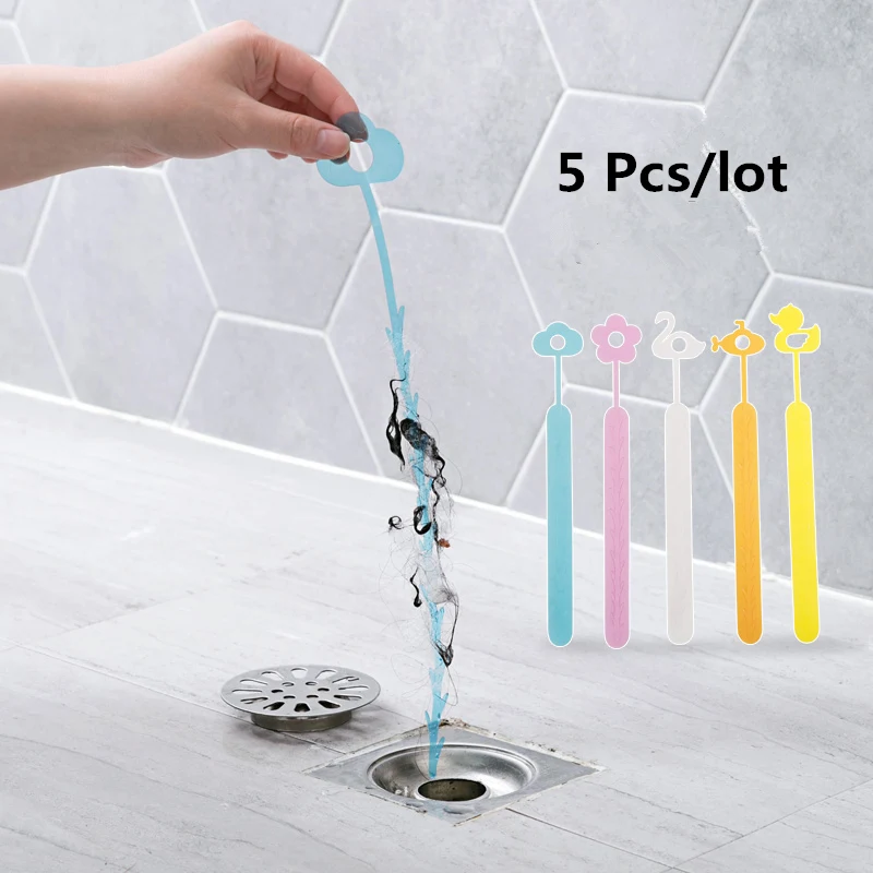 Meyjig 5 Pcs lot PP Material Floor Drain Hair Cleaner Toilet Pass Sewer Cleaning Rod Kitchen Pipe Tool Dredger3