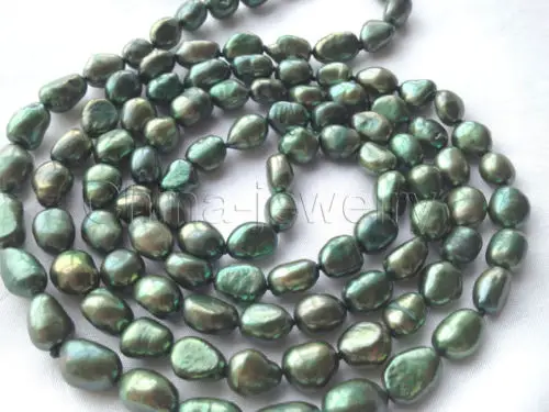 

FREE SHIPPING HOT sell new Style >>>>Pretty 44" 9-12mm green baroque freshwater pearl necklace