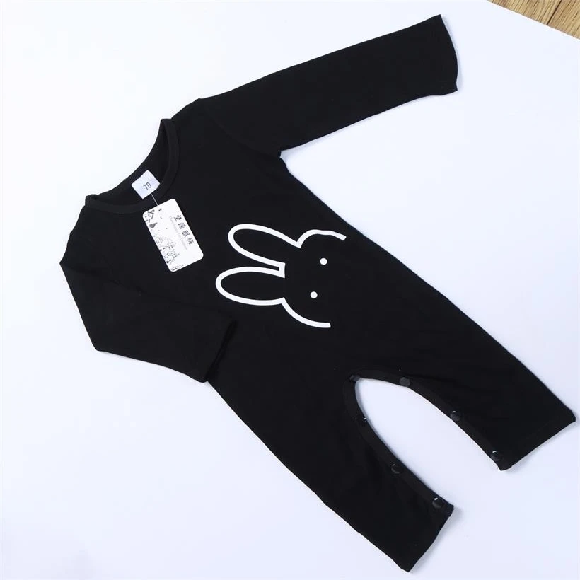 Baby Bodysuits classic New Arrival Baby Newborn clothes, Long sleeve Baby rompers, Animal Rabbit Printed Baby boy and girl Romper Newborn Knitting Romper Hooded 