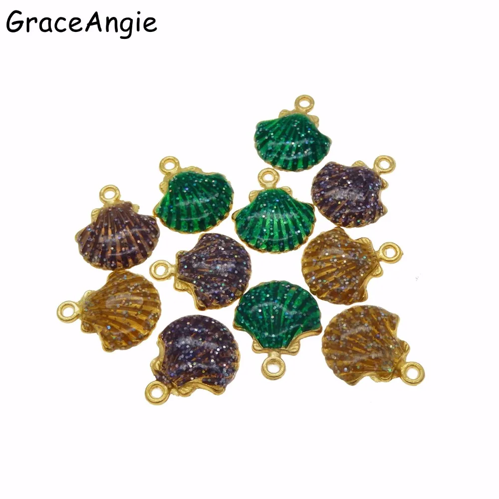

15PCS GraceAngie Fashion shell charms for jewellery making Design Enamel Alloy Jewelry Earrings DIY Necklace Pendant Btacelet