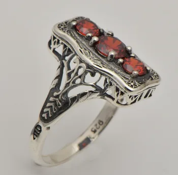 

Unique custom free shipping Goddess of the new trend of the Victorian era silver antique 925 sterling silver garnet ring