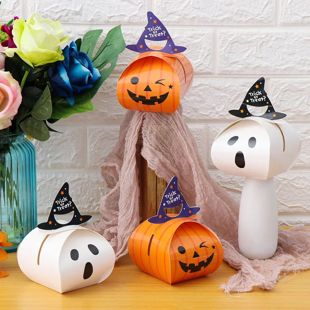 

5/10PCS Halloween Pumpkin Ghost Cake Candy Box Gift Bag Trick or Treat Favour Party Supplies Home Decoration