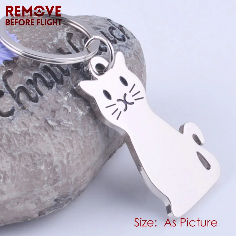 Fashion Jewelry Keychains Lovely Kitty Shaped Creative Gifts Silver Color Key Chains for Kids Fashionable Cat Key Ring Chain5