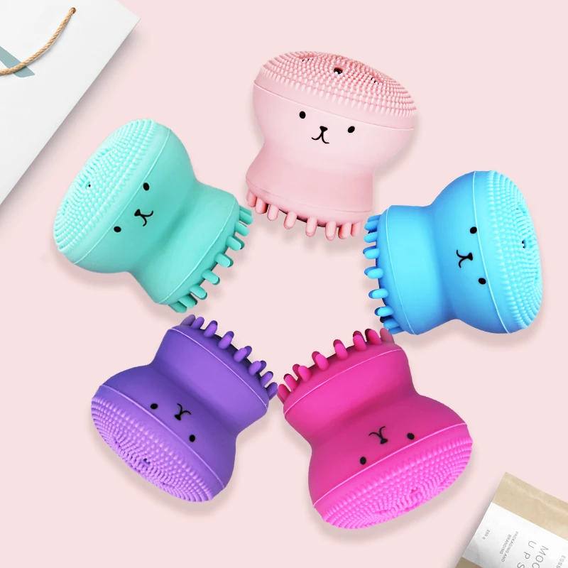 

Silicone Octopus face cleaning brush Beauty Deep Pore Clean Brush Jellyfish Shaped Face Cleanser Powder Puff Spa Skin Care Tool