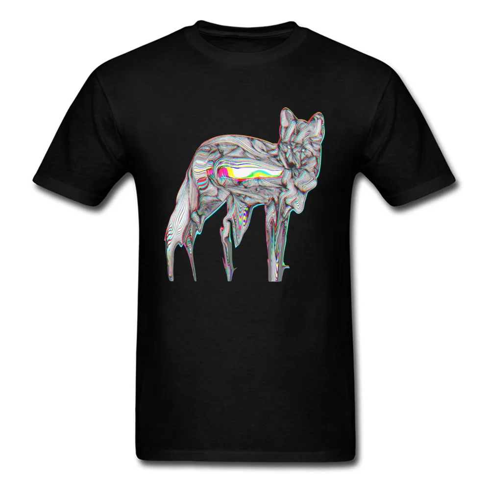 Glitch Fox 100% Cotton Casual Tops Shirt Cute Short Sleeve Men's Top T-shirts Design Summer Fall Tee-Shirt O Neck Glitch Fox black