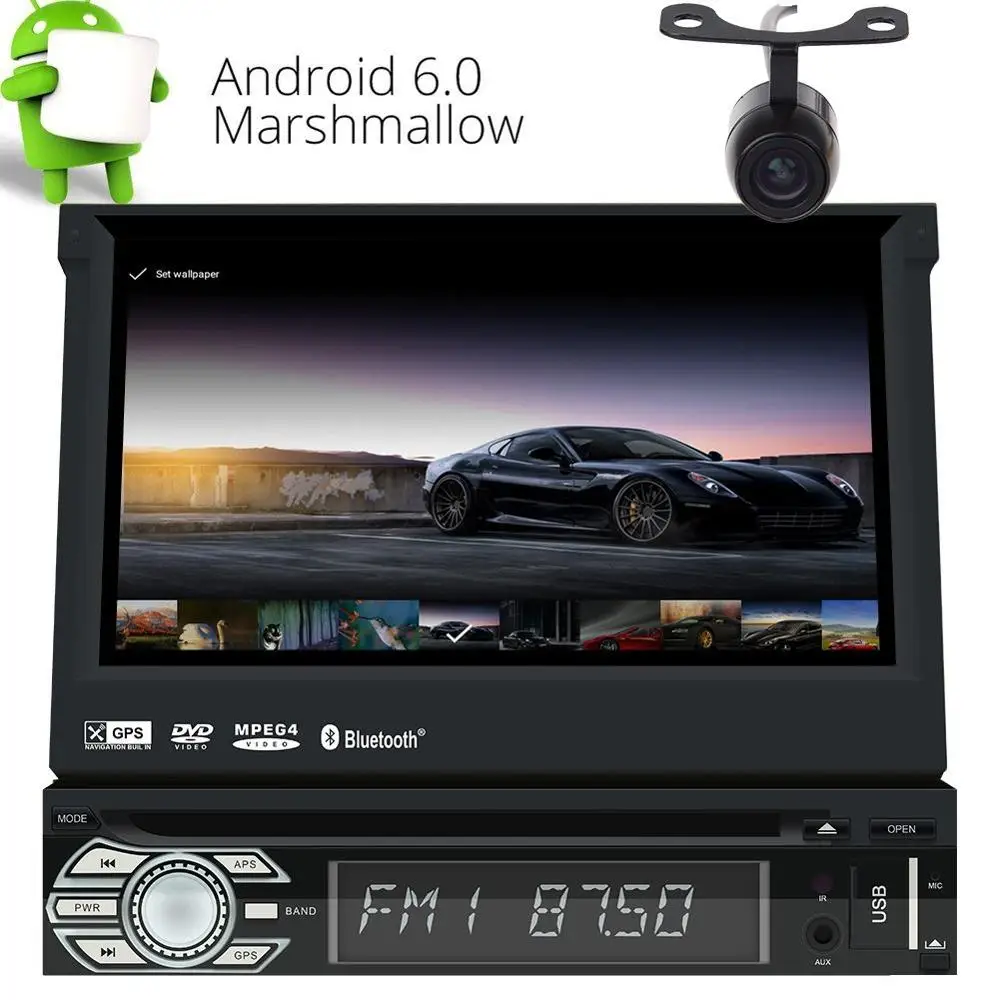7 ''Android 6.0 стерео 1DIN GPS CD dvd плеер Поддержка WI FI 3G 4 г/Bluetooth/SWC /SD/сабвуфер/Cam в/AV ou/dab