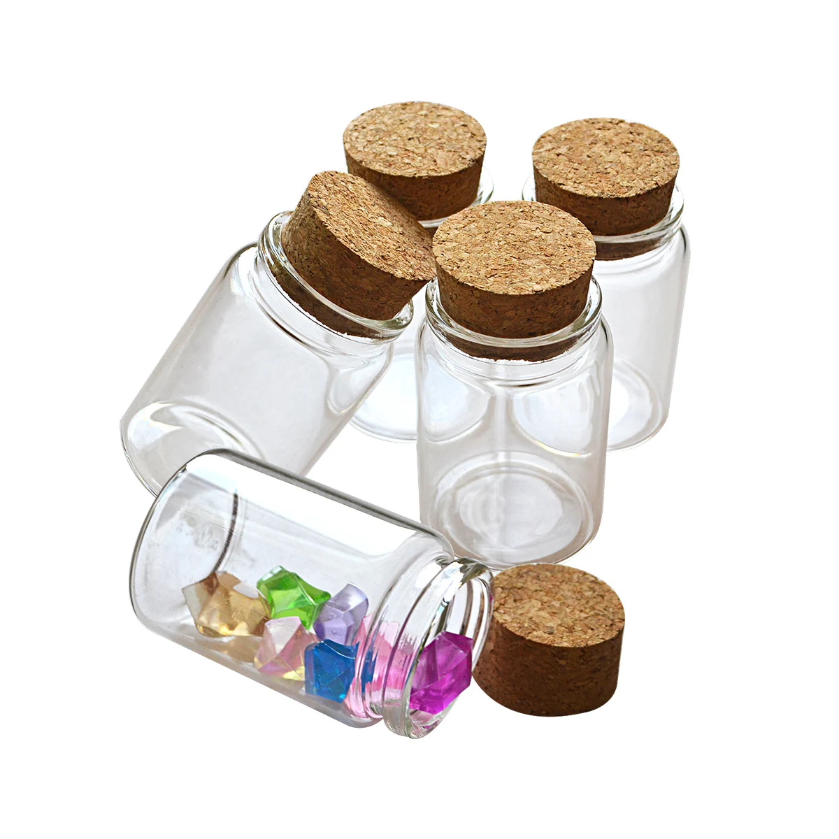 20pcs 80ml Dia 47mm Small Clear Glass Bottle Empty Jar Message Vials Drifting Bottle Cork Lid DIY Glass Bottle Mini Containers