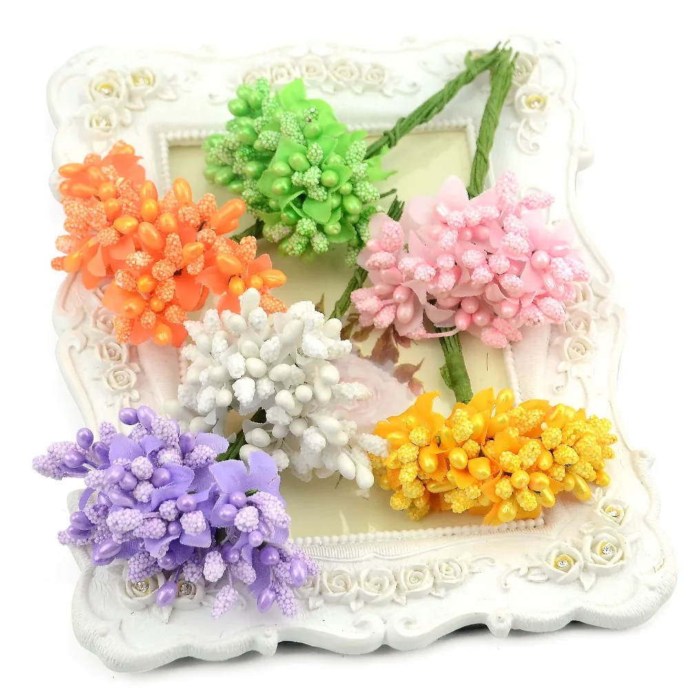 

10pcs/lot Colored Artificial floral pistils and stamens for flowers Wedding Beads Flower Diy Handmade Flowers Wedding Decoration