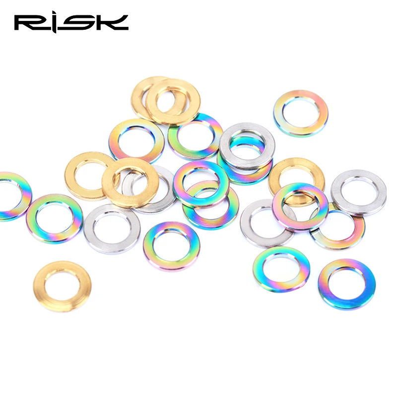 RISK 10pcs M5 M6 Titanium Ti Bolt Spacer Universal Cycling Bicycle Stem Brake Screw Washers Gasket For Bike Bolts 5mm/6mm