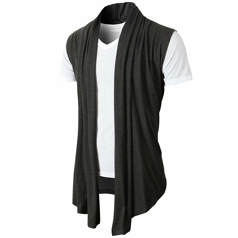 Новый мужской модный кардиган куртка без рукавов шаль жилет Топ Прямая поставка