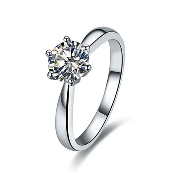 

0.6 Carat Round Cut Genuine Moissanite Female Marriage Ring Solid 18K 750 White Gold Wedding Ring