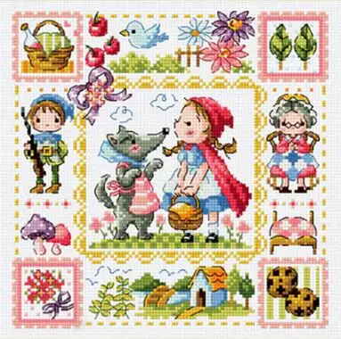 

Gold Collection Counted Cross Stitch Kit Little Red Riding Hood Girl and Wolf Fairytale Fairy Tale Wonderland SO