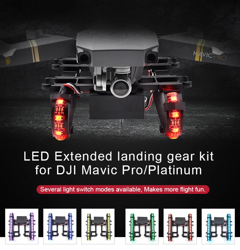 

STARTRC DJI Mavic Pro Parts Accessories LED lights flash Gimbal Tracker Holder Landing Gear Extender Lengthened Heightened