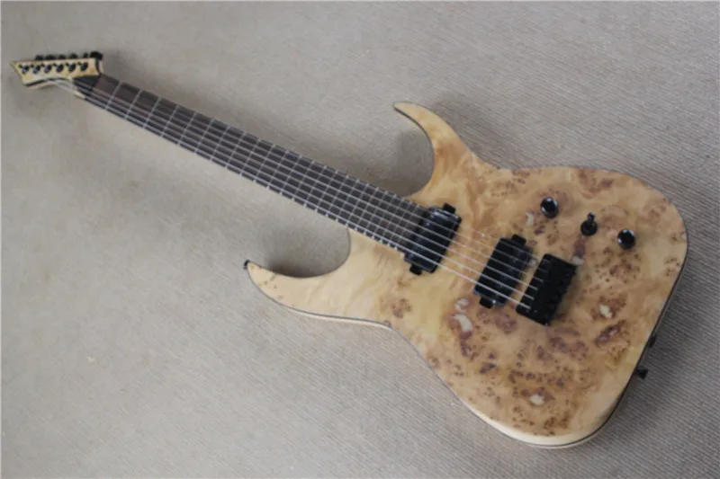 

Free Shipping Factory custom High Quality 24 frets 6 strings electric guitar One Piece Neck Burl pattern Natural Ash Body 1 2