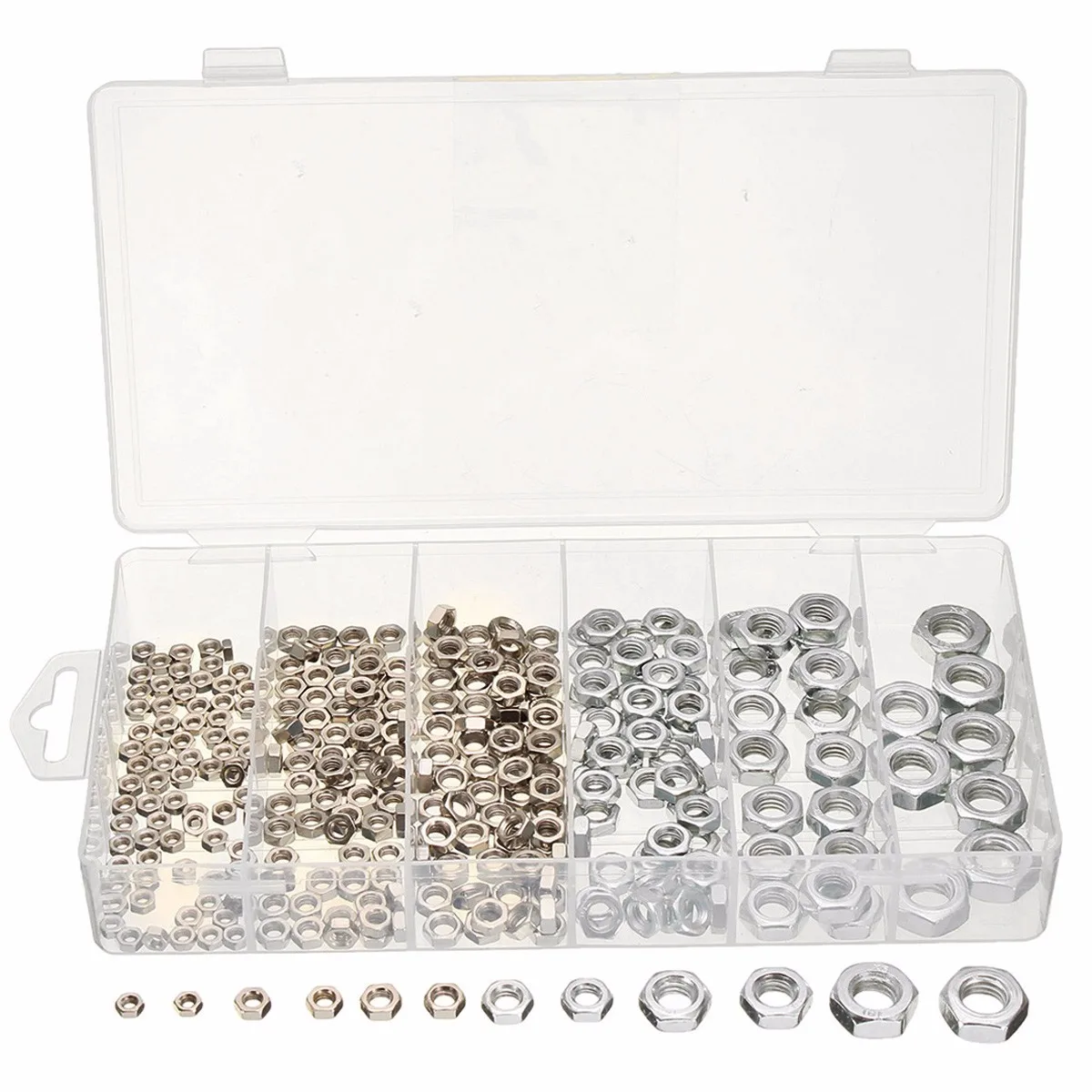 

300pcs Stainless Steel Metric Locking Hex Nut Kit M10 M8 M6 M5 M4 M3 Set