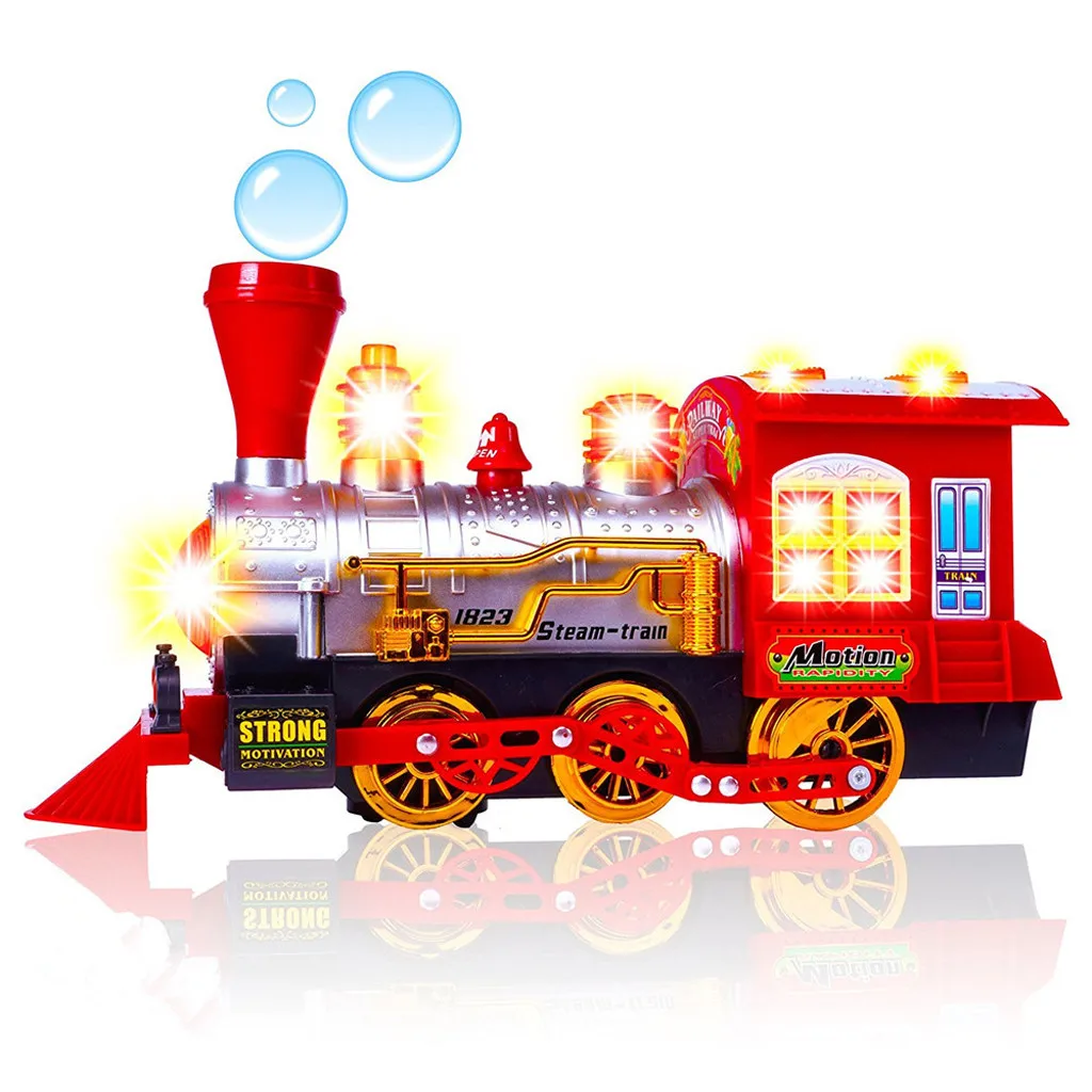 Паровой Поезд Локомотив надувной игрушечный Двигатель автомобиль Bubble Blowing Bump Go