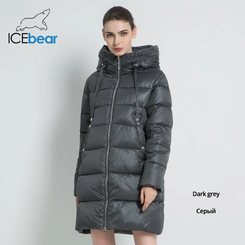 G669 ICEbear Женское пальто прямого силуэта с втачным капюшоном, край которого отделан вязаной резинкой.Модная женская куртка Высокого качества Женское пальто GWD19555I - Цвет: G669